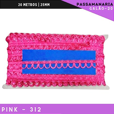 Fita Passamanaria Caseado Galao-20 - Tam: 15mm - Rolo C/20 Mts Cor:Pink-312