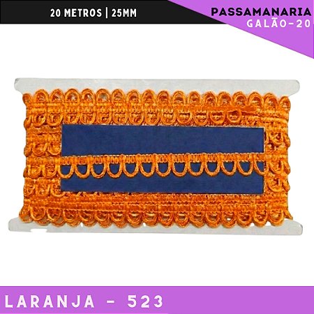 Fita Passamanaria Caseado Galao-20 - Tam: 15mm - Rolo C/20 Mts Cor:Laranja-523