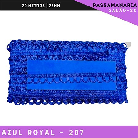 Fita Passamanaria Caseado Galao-20 - Tam: 15mm - Rolo C/20 Mts Cor:Azul-Royal-207