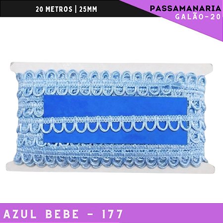 Fita Passamanaria Caseado Galao-20 - Tam: 15mm - Rolo C/20 Mts Cor:Azul-Bebe-177