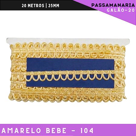 Fita Passamanaria Caseado Galao-20 - Tam: 15mm - Rolo C/20 Mts Cor:Amarelo-Bebe-104
