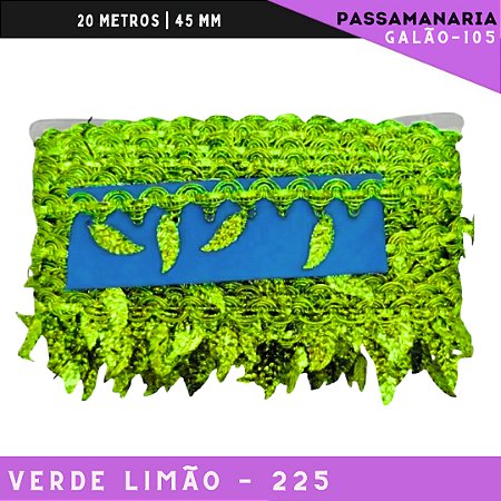 Fita Passamanaria Galao-105 Folhas - Tam: 45mm - Rolo C/20 Mts Cor:Verde-Limao-225