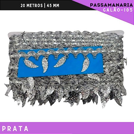 Fita Passamanaria Galao-105 Folhas - Tam: 45mm - Rolo C/20 Mts Cor:Prata