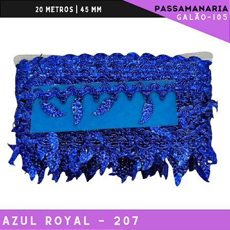 Fita Passamanaria Galao-105 Folhas - Tam: 45mm - Rolo C/20 Mts Cor:Azul-Royal-207