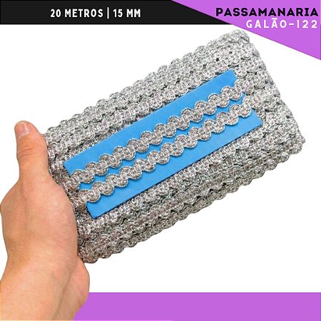 Fita Passamanaria Natalina Galao-122 - Tam: 15mm - Rolo C/20 Mts Cor:Prata