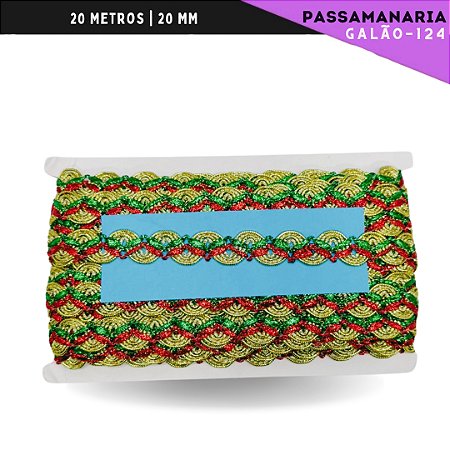 Fita Passamanaria Natalina Galao-124 - Tam: 20mm - Rolo C/20 Mts Cor:Multicor