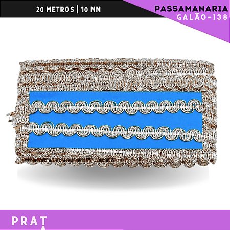 Fita Passamanaria Galao-138 - Tam: 10mm - Rolo C/20 Mts Cor:Prata