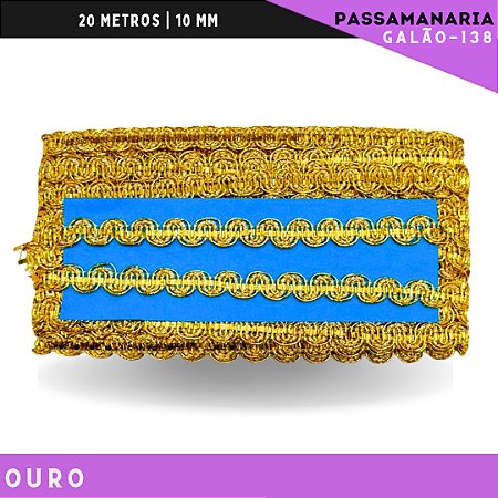 Fita Passamanaria Galao-138 - Tam: 10mm - Rolo C/20 Mts Cor:Ouro