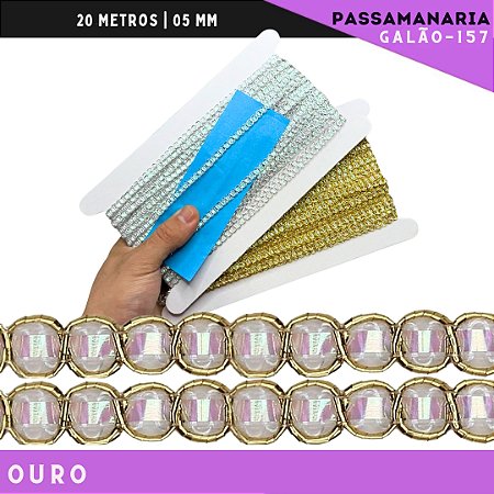 Fita Passamanaria Galao-157 Irisado - Tam: 0.5 Mm - Rolo C/20 Mts Cor:Ouro
