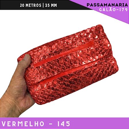 Fita Passamanaria Sereia Galao-179 - Tam: 35mm - Rolo C/20 Mts Cor:Vermelho-145