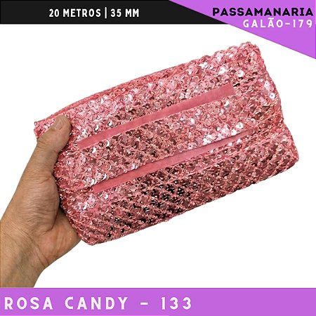 Fita Passamanaria Sereia Galao-179 - Tam: 35mm - Rolo C/20 Mts Cor:Rosa-Candy-133