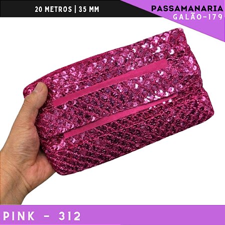 Fita Passamanaria Sereia Galao-179 - Tam: 35mm - Rolo C/20 Mts Cor:Pink-312