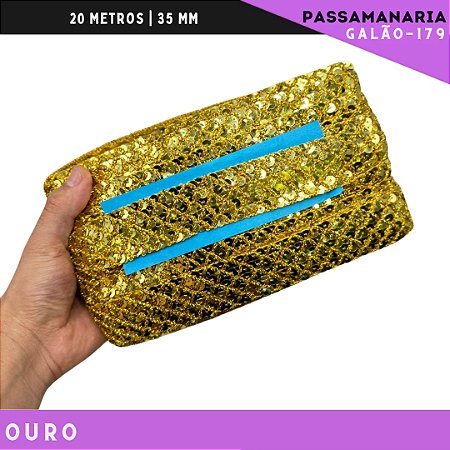 Fita Passamanaria Sereia Galao-179 - Tam: 35mm - Rolo C/20 Mts Cor:Ouro