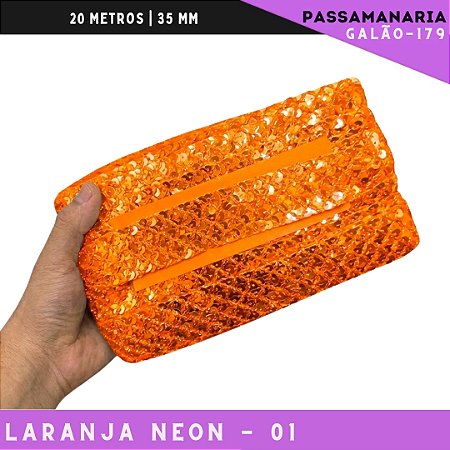 Fita Passamanaria Sereia Galao-179 - Tam: 35mm - Rolo C/20 Mts Cor:Laranja-Neon-01