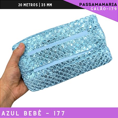 Fita Passamanaria Sereia Galao-179 - Tam: 35mm - Rolo C/20 Mts Cor:Azul-Bebe-177