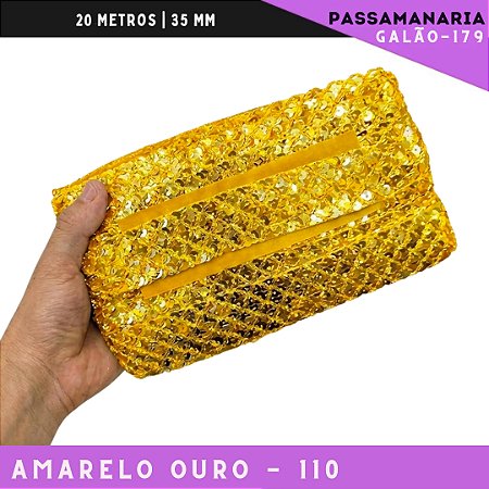 Fita Passamanaria Sereia Galao-179 - Tam: 35mm - Rolo C/20 Mts Cor:Amarelo-Gema-106