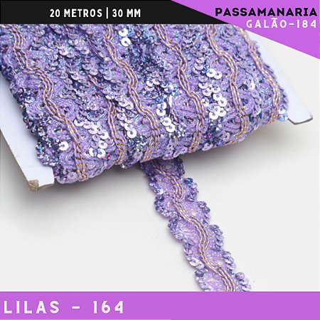 Fita Galão Passamanaria Ref:Galao-184 -24mm - Rolo C/20 Mts Cor:Lilas-164
