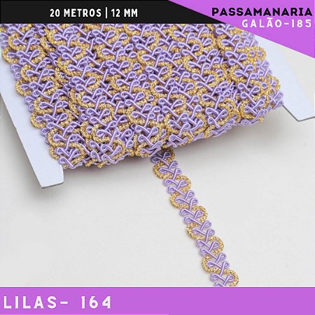 Fita Galão Passamanaria Ref:Galao-185 -12mm - Rolo C/20 Mts Cor:Lilas-164