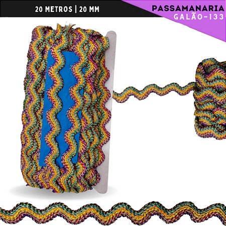 Fita Passamanaria Cores Galao-133 - Tam: 20mm - Rolo C/20 Mts Cor:Multicor