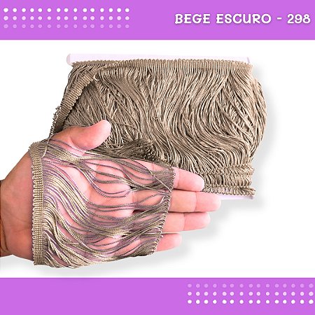 Franja De Tecido Acetinado - 15cm - Grade De Cores - Rolo C/10 Mts Cor:Bege-Escuro-298