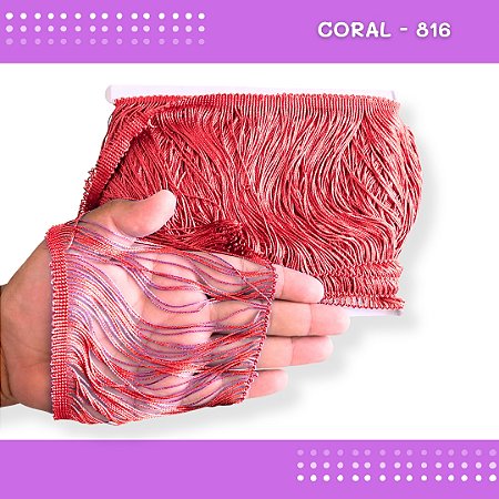 Franja De Tecido Acetinado - 15cm - Grade De Cores - Rolo C/10 Mts Cor:Coral-816