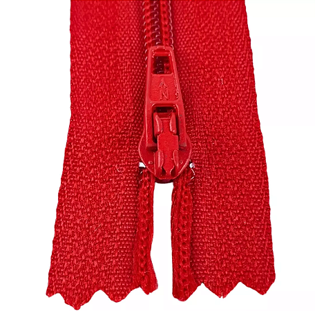 Ziper Comum Nylon Fino - 12cm - Nº3 - Pct C/100 Unidades COR:VERMELHO-145