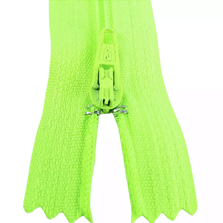 Ziper Comum Nylon Fino - 12cm - Nº3 - Pct C/100 Unidades COR:VERDE-NEON-02
