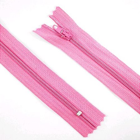 Ziper Comum Nylon Fino - 12cm - Nº3 - Pct C/100 Unidades COR:ROSA-CHICLETE-140