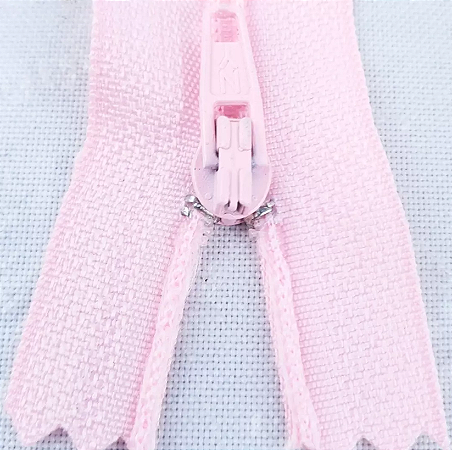Ziper Comum Nylon Fino - 12cm - Nº3 - Pct C/100 Unidades COR:ROSA-BEBE-132