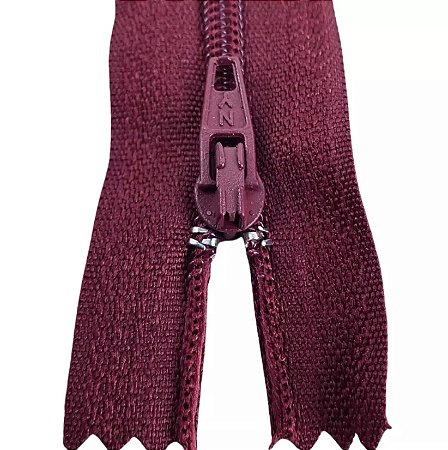 Ziper Comum Nylon Fino - 18cm - Nº3 - Pct C/100 Unidades COR:VINHO-ESCURO-173