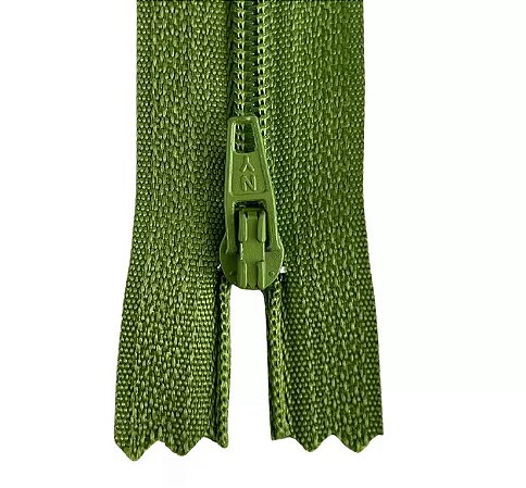 Ziper Comum Nylon Fino - 18cm - Nº3 - Pct C/100 Unidades COR:VERDE-OLIVA-254