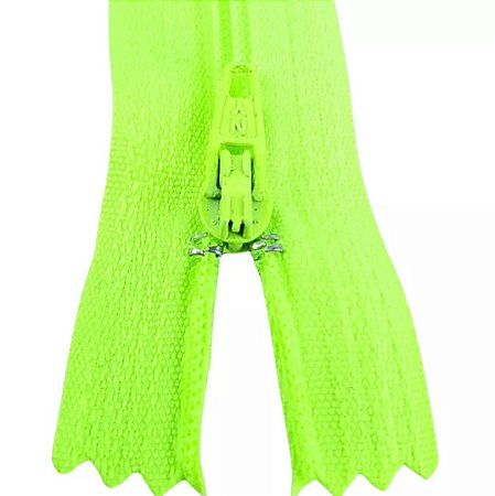 Ziper Comum Nylon Fino - 18cm - Nº3 - Pct C/100 Unidades COR:VERDE-NEON-02