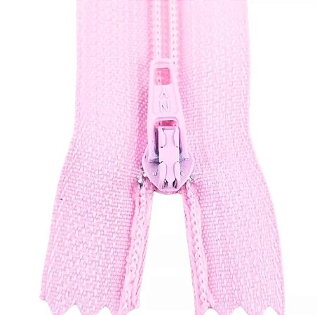 Ziper Comum Nylon Fino - 18cm - Nº3 - Pct C/100 Unidades COR:ROSA-BEBE-132