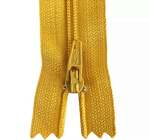 Ziper Comum Nylon Fino - 18cm - Nº3 - Pct C/100 Unidades COR:MOSTARDA-130