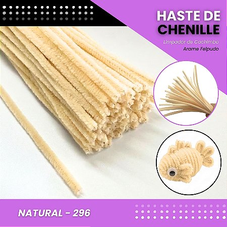 100 Haste De Chenille Limpador De Cachimbo Fios Artesanato 30cm Cor:Natural-296