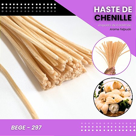 100 Haste De Chenille Limpador De Cachimbo Fios Artesanato 30cm Cor:Bege-297