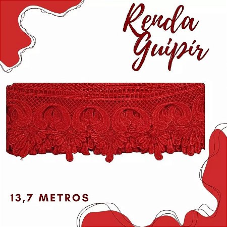 Renda Guipir Chl-643 10.0 Cm - Rolo C/13.7 Metros Cor:Vermelho-145
