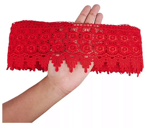 Renda Guipir Chl-427 9.5 Cm - Rolo C/13.7 Metros Cor:Vermelho-145