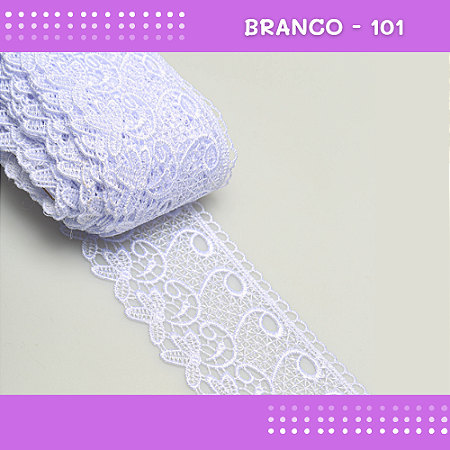 Renda Guipir CHL-432 7.0 Cm - Rolo C/13.7 Metros COR:BRANCO-101