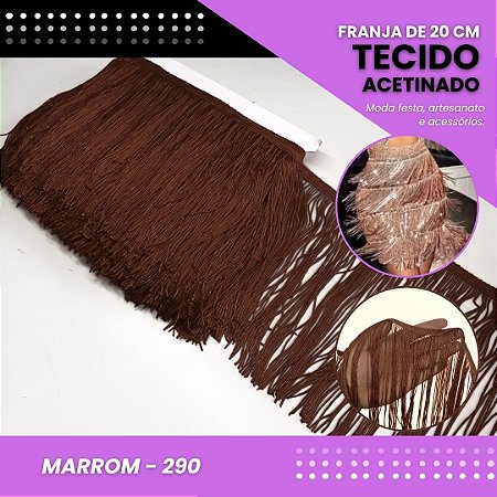 Franja De Tecido Acetinado - 20 Cm - Grade De Cores - Rolo C/10 Mts Cor:Marrom