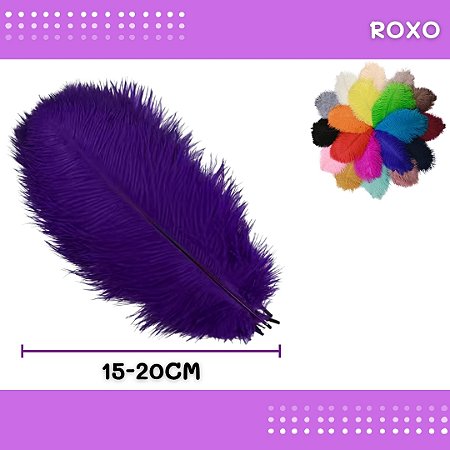 6 Penas de Avestruz Coloridas - 15-20cm COR:ROXO
