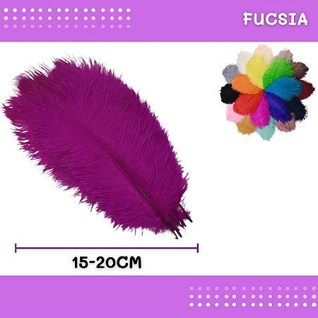 6 Penas de Avestruz Coloridas - 15-20cm COR:FUCSIA
