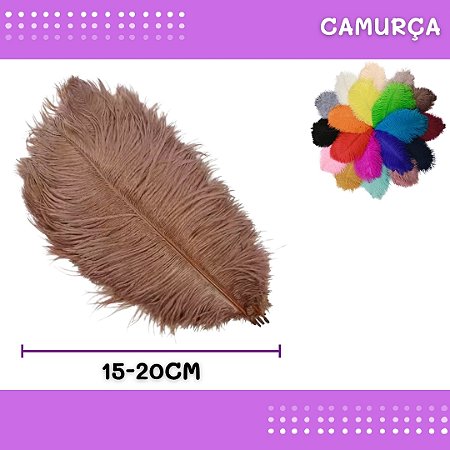 6 Penas de Avestruz Coloridas - 15-20cm COR:CAMURCA