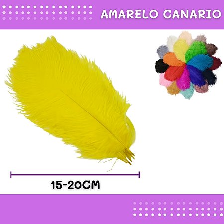 6 Penas de Avestruz Coloridas - 15-20cm COR:AMARELO-CANARIO