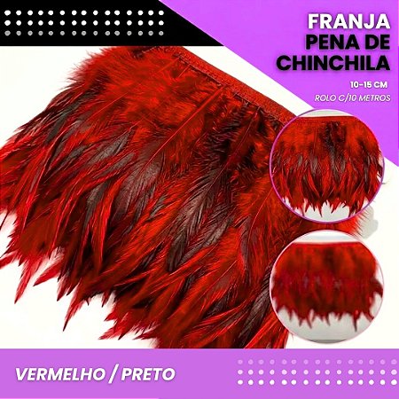Franja Pena Chinchila Premium - Rolo c/10 Mts COR: VERMELHO/PRETO