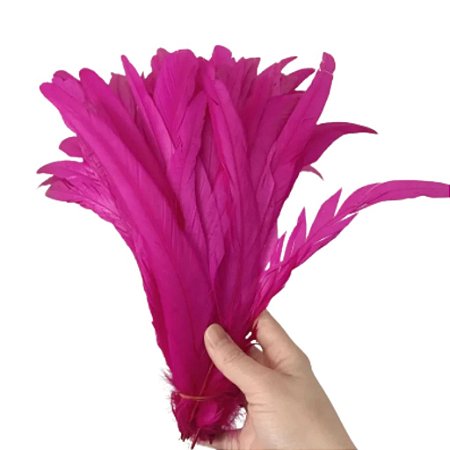Pena Calda Rabo de Galo Pluma - Pct c/100 unid. - Tam: 25-30cm Cor:FUCSIA