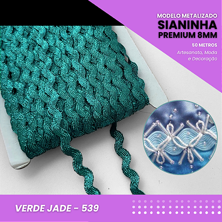 Sianinha Metalizada - 08mm - Rolo C/50 Mts Cor:Verde-Jade-539