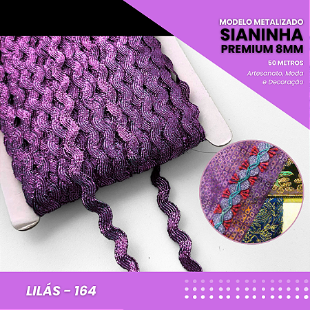 Sianinha Metalizada - 08mm - Rolo C/50 Mts Cor:Lilas-164