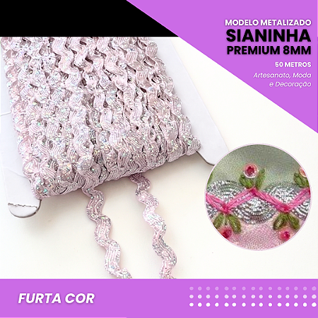 Sianinha Metalizada - 08mm - Rolo C/50 Mts Cor:Furta-Cor-FUR