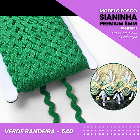 Sianinha - 08mm - Rolo C/50 Mts Cor:Verde-Bandeira-540